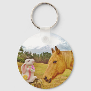 White Rabbit and Yellow Horse Key Ring