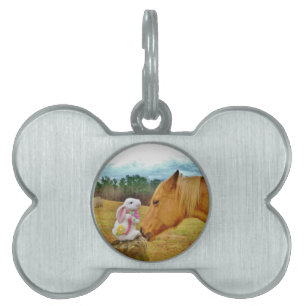 White Rabbit and Yellow Horse Pet Tag