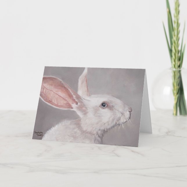 White Rabbit Animal Art Greeting Card (Front)