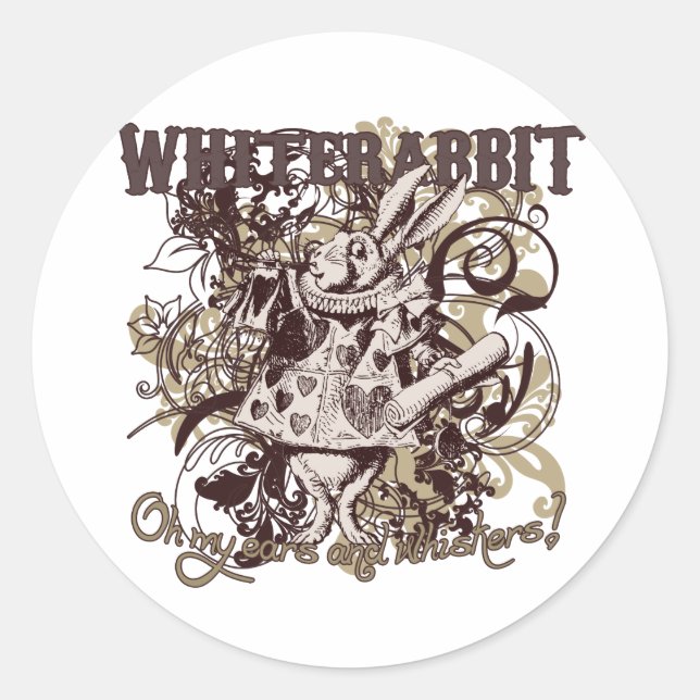 White Rabbit Carnivale Style Classic Round Sticker (Front)