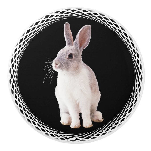WHITE  RABBIT CERAMIC KNOB (Front)
