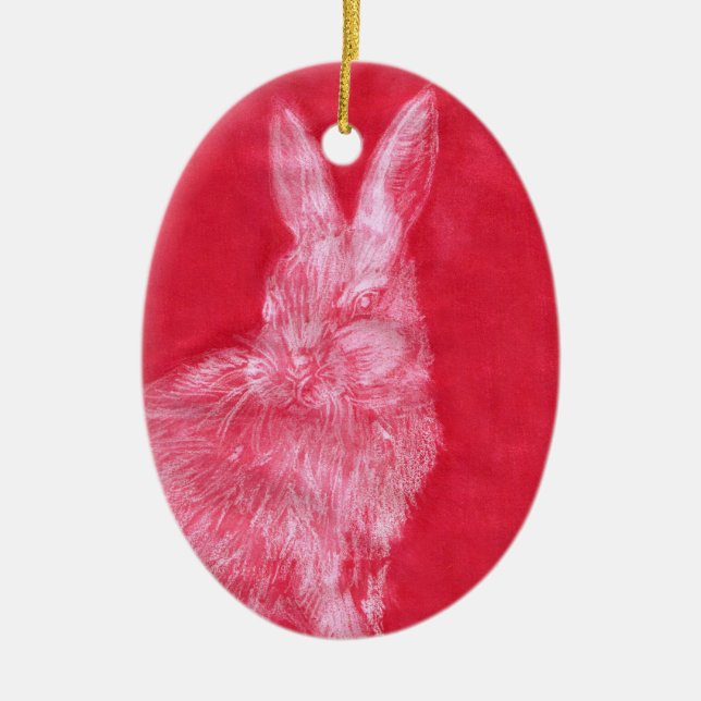 White Rabbit Ceramic Tree Decoration (Front)