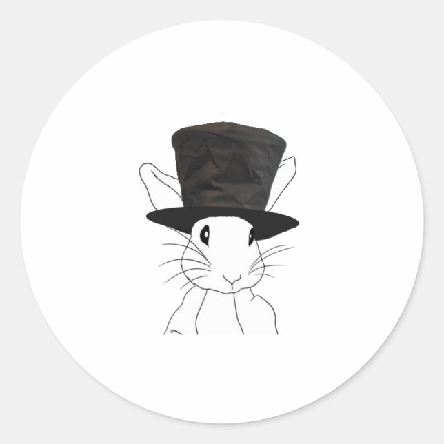 White Rabbit Classic Round Sticker (Front)