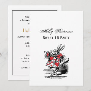 White Rabbit Court Trumpeter Alice in Wonderland Invitation