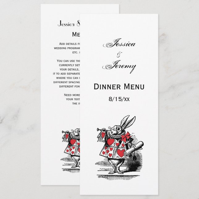 White Rabbit Court Trumpeter Alice in Wonderland Invitation (Front/Back)