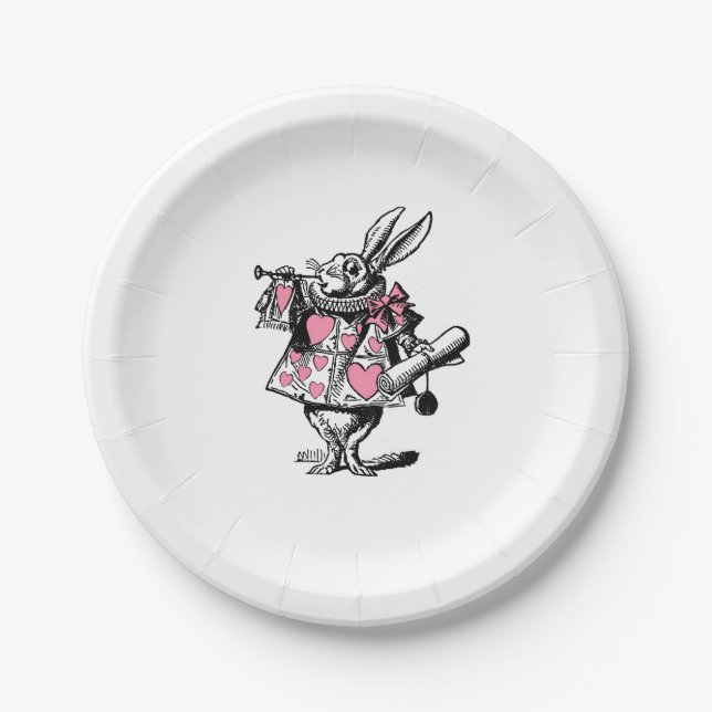 White Rabbit Court Trumpeter Alice in Wonderland P Paper Plate (Front)