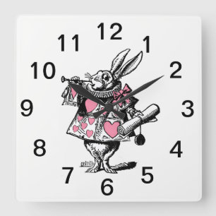 White Rabbit Court Trumpeter Alice in Wonderland P Square Wall Clock