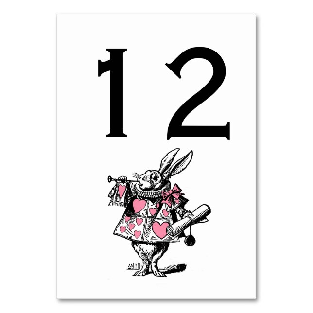 White Rabbit Court Trumpeter Alice in Wonderland P Table Number (Front)