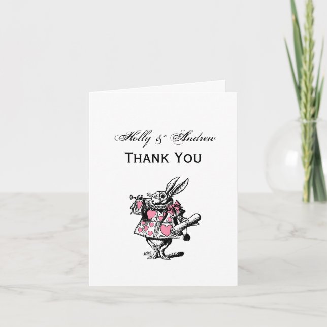 White Rabbit Court Trumpeter Alice in Wonderland P Thank You Card (Front)