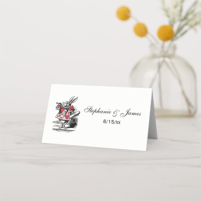 White Rabbit Court Trumpeter Alice in Wonderland Place Card (Front)