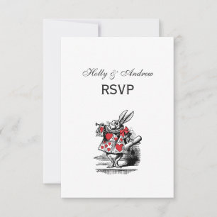 White Rabbit Court Trumpeter Alice in Wonderland RSVP Card