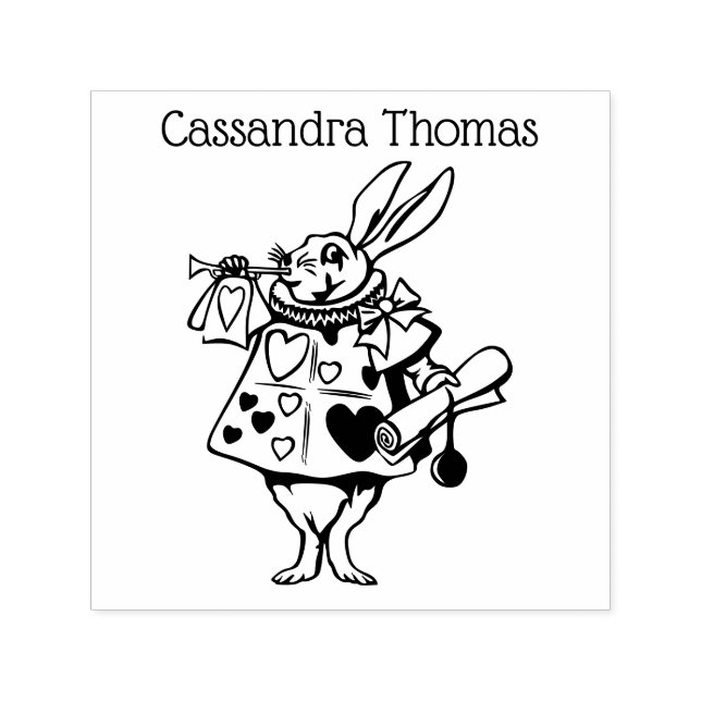White Rabbit Court Trumpeter Alice in Wonderland Self-inking Stamp (Design)