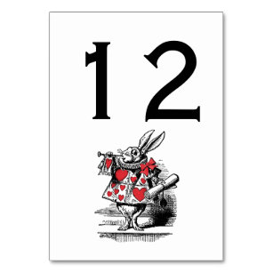 White Rabbit Court Trumpeter Alice in Wonderland Table Number