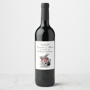White Rabbit Court Trumpeter Alice in Wonderland Wine Label