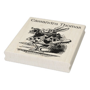 White Rabbit Court Trumpeter Alice Wonderland Rubber Stamp