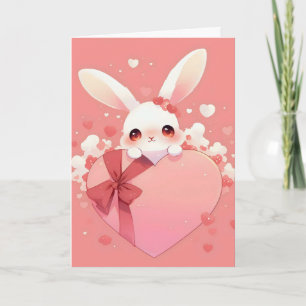 White Rabbit Cute Love Holiday Card