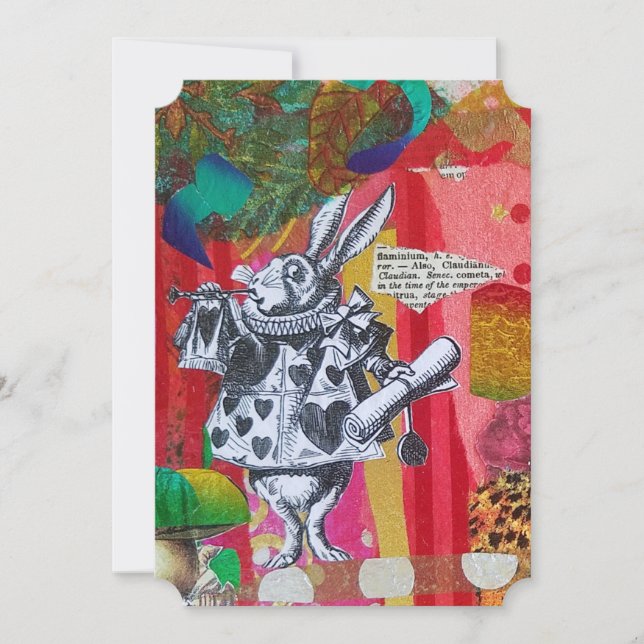White Rabbit Designer Valentine's Day Flat Card (Front)