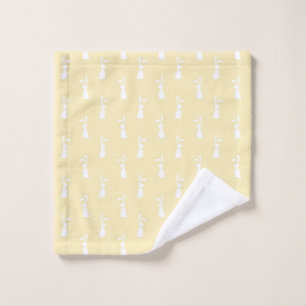 White Rabbit Ears Happy Easter Spring Season Wash Cloth