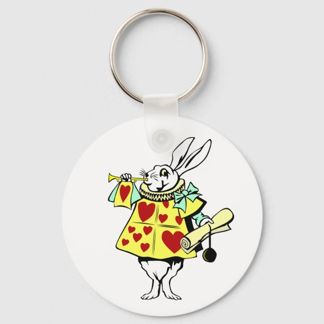 White Rabbit from Alice in Wonderland Button Key Ring (Front)