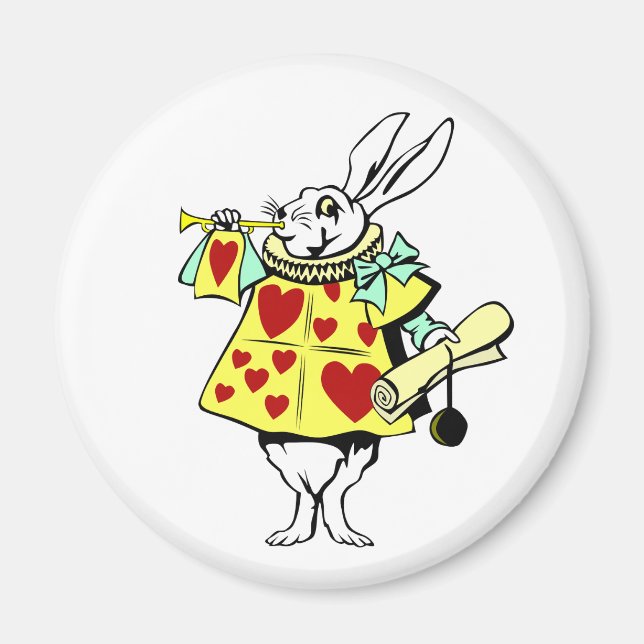 White Rabbit from Alice in Wonderland Button Magnet (Front)