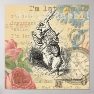 White Rabbit from Alice in Wonderland Poster
