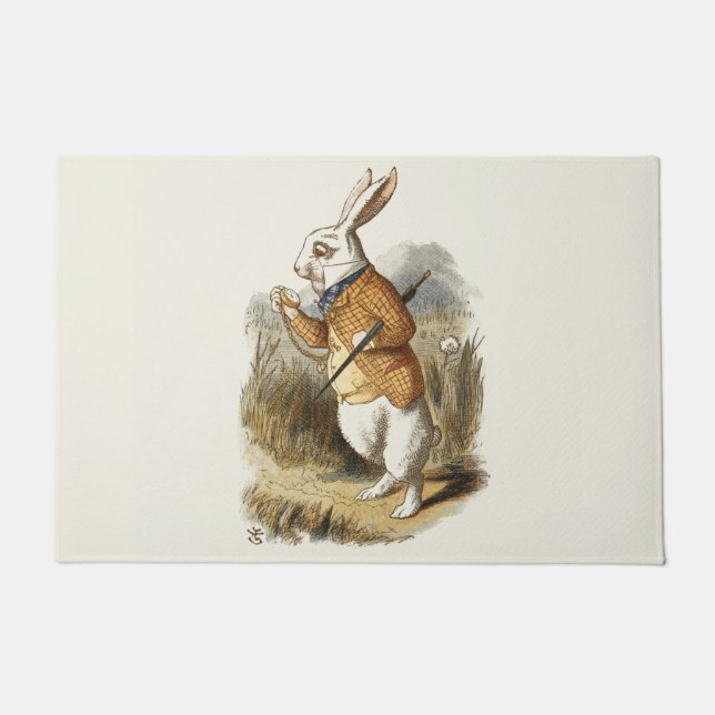 White Rabbit from Alice In Wonderland Vintage Art Doormat (Front)