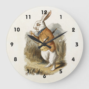 White Rabbit from Alice In Wonderland Vintage Art Large Clock