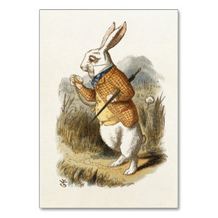 White Rabbit from Alice In Wonderland Vintage Art Table Number