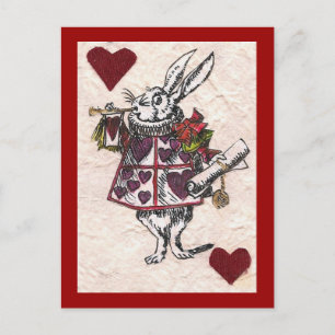 white rabbit heart postcard