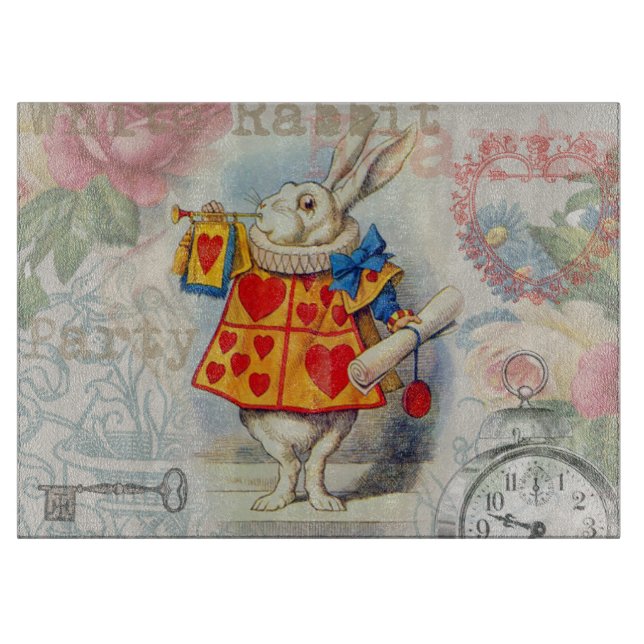 White Rabbit Hearts Alice Classic Cutting Board (Front)