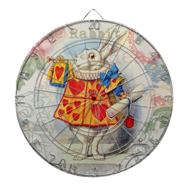 White Rabbit Hearts Alice Classic Dartboard (Front)