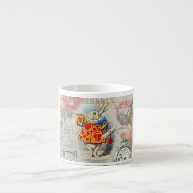 White Rabbit Hearts Alice Classic Espresso Cup (Front)