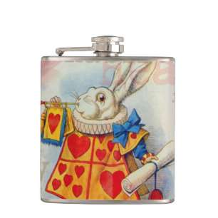 White Rabbit Hearts Alice Classic Hip Flask