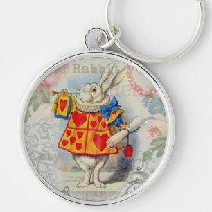 White Rabbit Hearts Alice Classic Key Ring