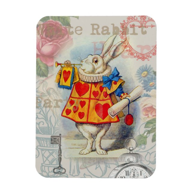 White Rabbit Hearts Alice Classic Magnet (Vertical)