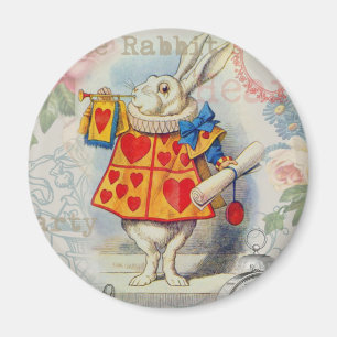 White Rabbit Hearts Alice Classic Magnet