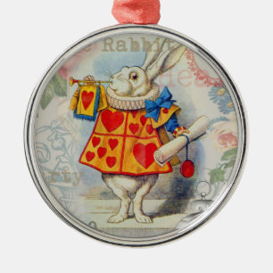 White Rabbit Hearts Alice Classic Metal Tree Decoration