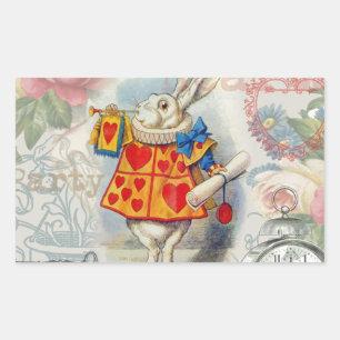 White Rabbit Hearts Alice Classic Rectangular Sticker