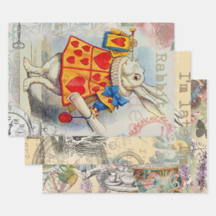 White Rabbit Hearts Alice Classic Wrapping Paper Sheet