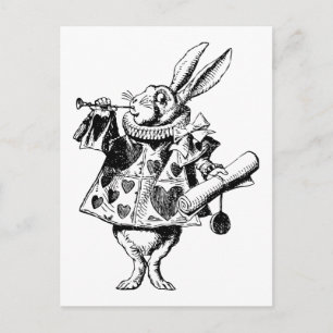 White Rabbit Herald Inked Black Postcard