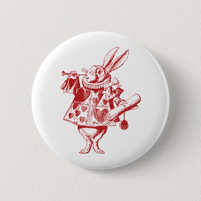 White Rabbit Herald Inked Red 6 Cm Round Badge (Front)