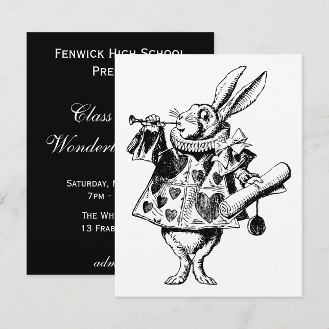 White Rabbit Herald Prom Bid Invitation (Front/Back)