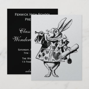 White Rabbit Herald Prom Bid Invitation