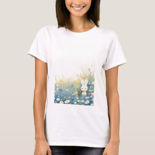White Rabbit Hiding in Meadow T-Shirt