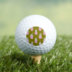 White Rabbit in Pink Pocket Pattern Golf Balls