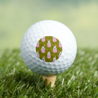 White Rabbit in Pink Pocket Pattern Golf Balls