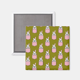 White Rabbit in Pink Pocket Pattern Magnet