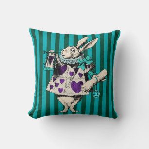 White Rabbit in Purple with Hearts Cushion