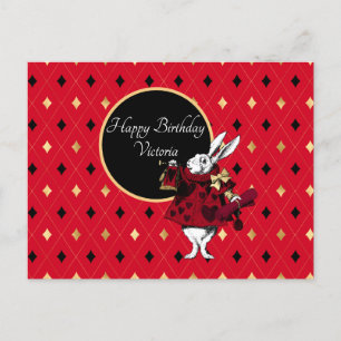 White Rabbit in Red Birthday  Postcard