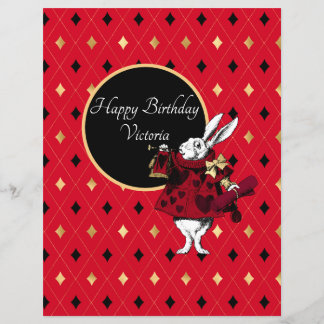 White Rabbit in Red Birthday Scrapbook Paper